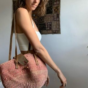 VINTAGE sisal market jute tote bag